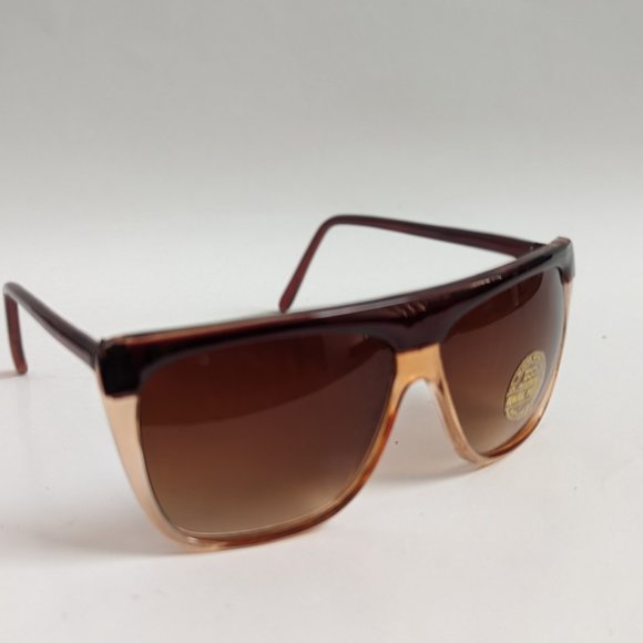 NWT Vintage 80's Plastic Lady Fashion Sunglasses (2 Tone Crystal BRN) - Picture 4 of 6